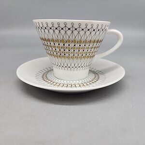 Elegant White and Gold Coffee Cup and Saucer Set